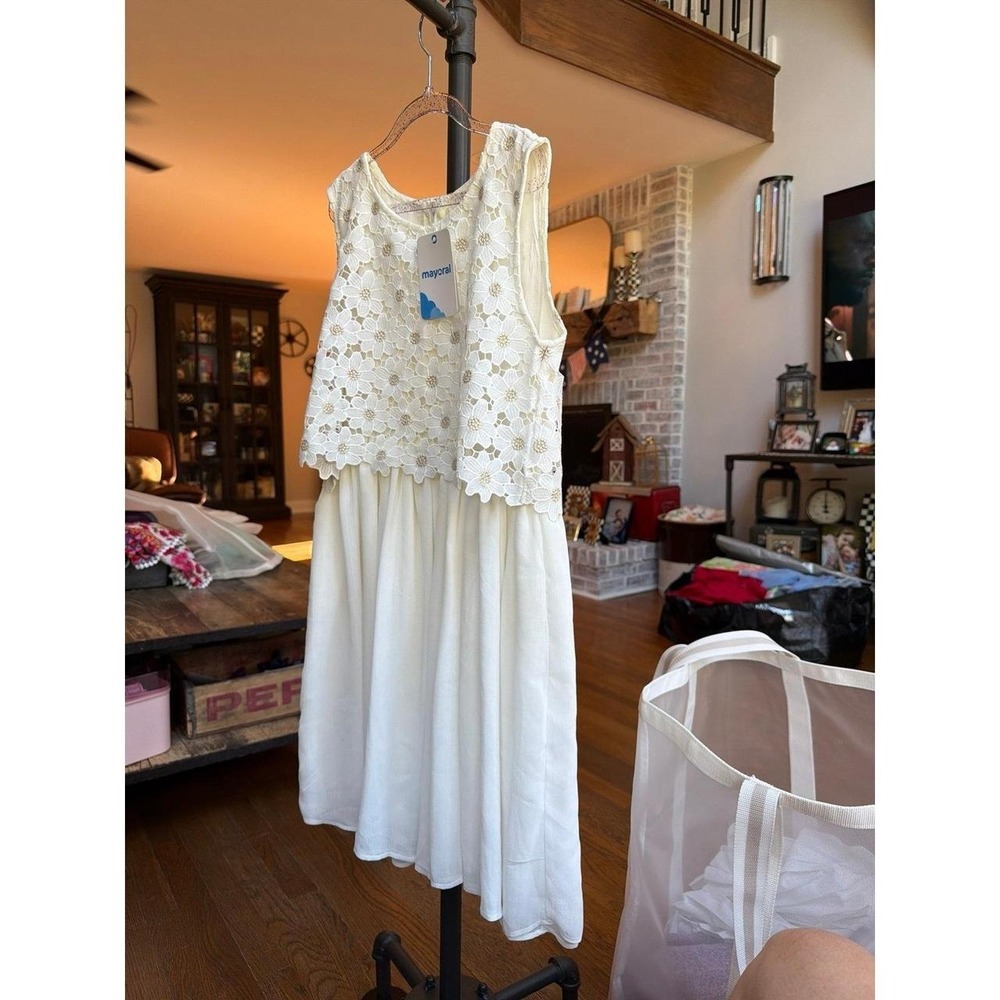 Mayoral dress floral lace bodice and a pleated chiffon skirt‎ girls 14 nwt